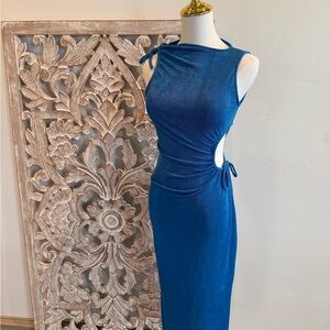 Royal Blue Cutout Midi Dress – Sleek & Sultry
